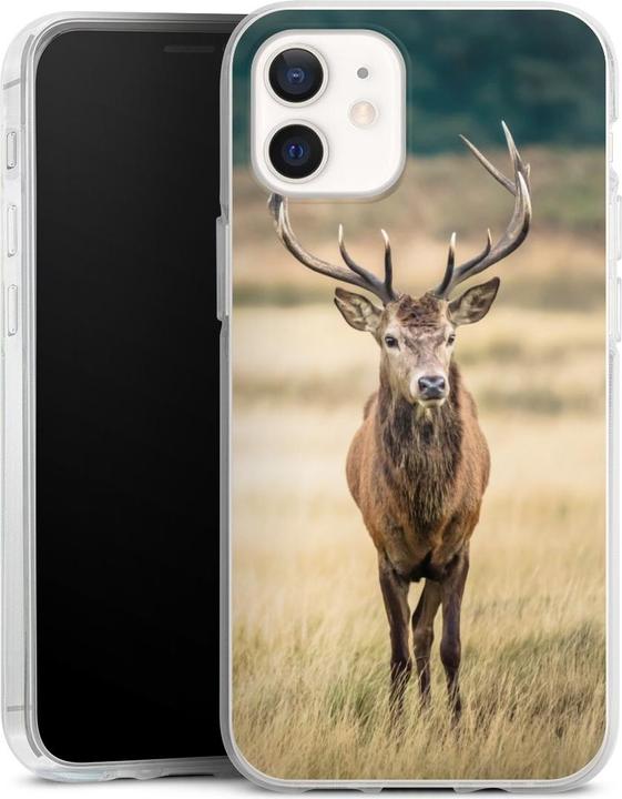 Produktbild DeinDesign Silikon Hülle für Apple iPhone 12 Handyhülle Case Smartphone Schutzhülle Hirsch Wald Wiese (Apple iPhone 12)