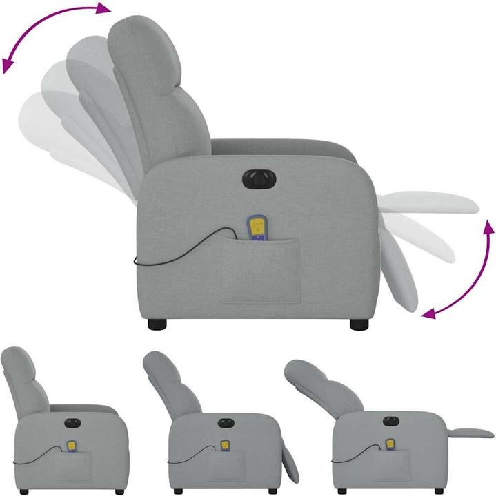 Produktbild VidaXL Massagesessel Elektrisch Hellgrau Stoff