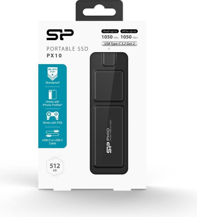 Actual product image Silicon Power 512GB Portable Stick SSD USB 3.2 PX10 Black (0.51 TB)