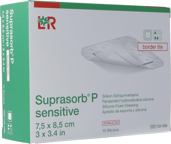 Actual product image Suprasorb P sensitive border lite 7.5x8.5cm (10 x)