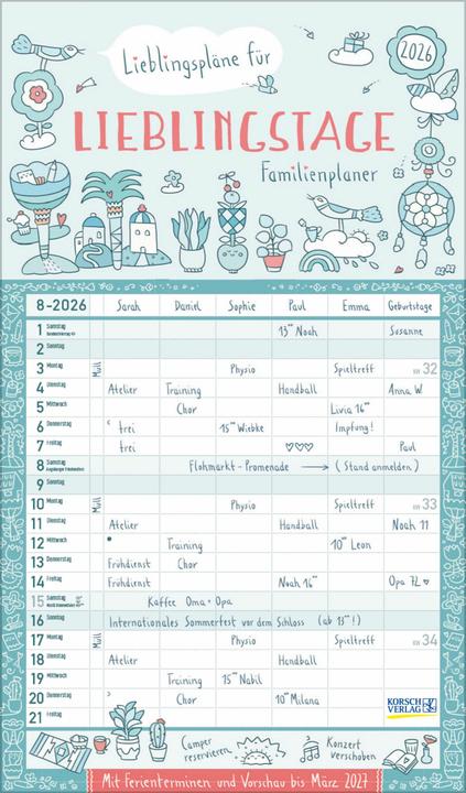 Produktbild Familienplaner Lieblingspläne für Lieblingstage 2026 (27 x 46 cm)
