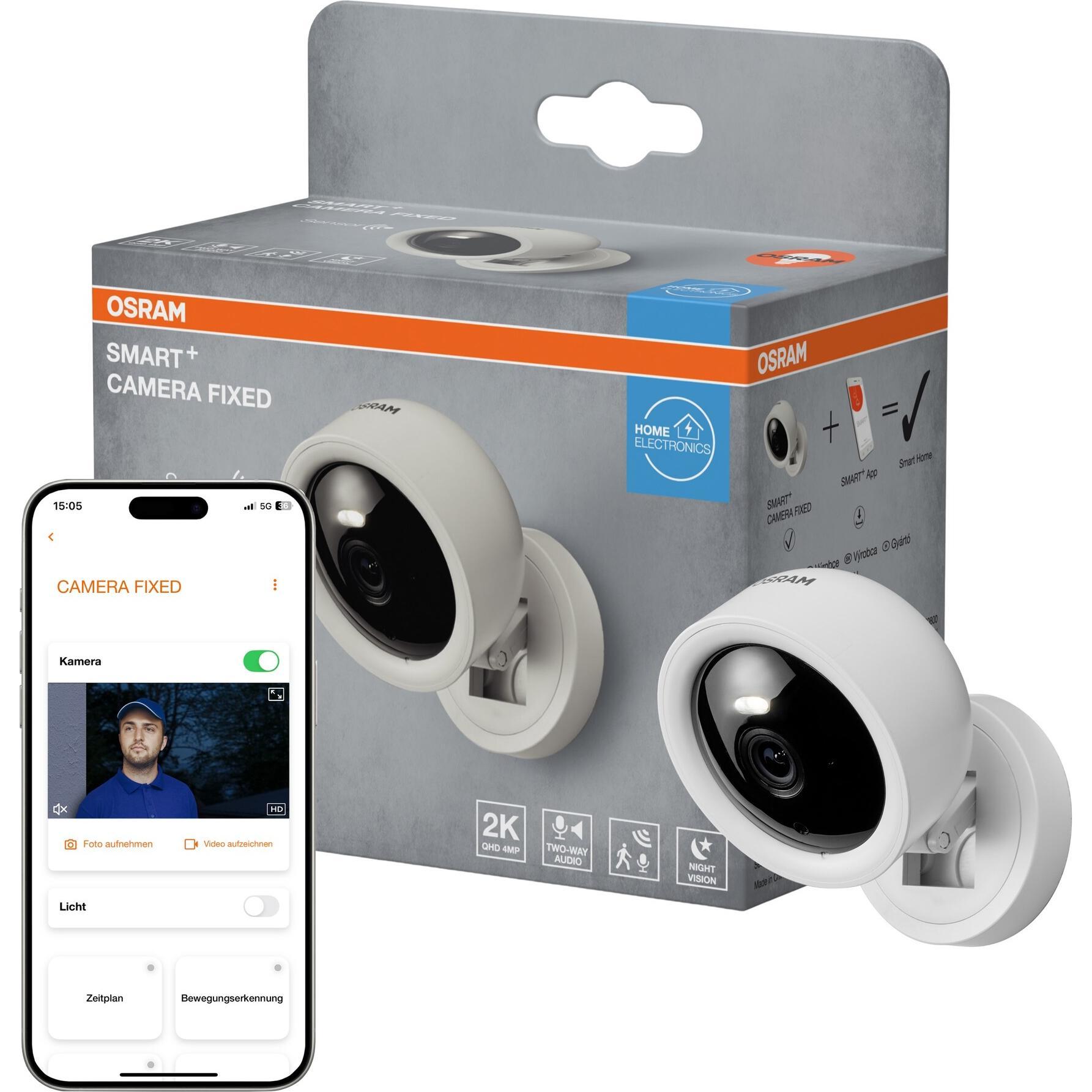 Osram SMART+ WIFI CAMERA FIXED White (2560 x 1440 Pixels), Telecamera di rete, Bianco