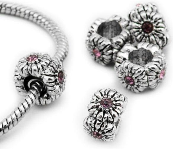 Produktbild Hermex Strass Bead versilbert 925 - Silbrig Rosa (Silber 925)