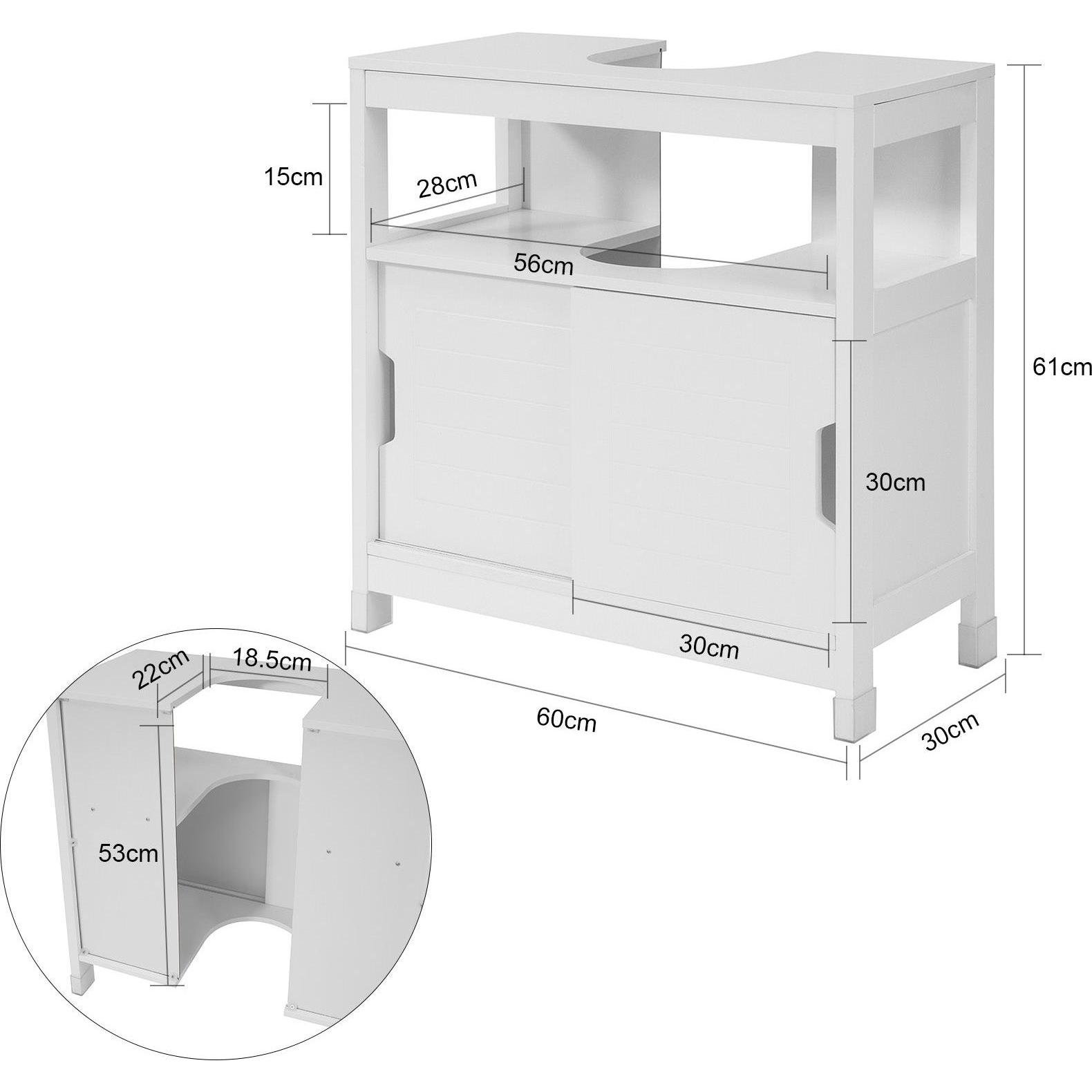 Thumbnail - SoBuy, Waschbeckenunterschrank, Waschbeckenunterschrank (60 x 61 x 30 cm)