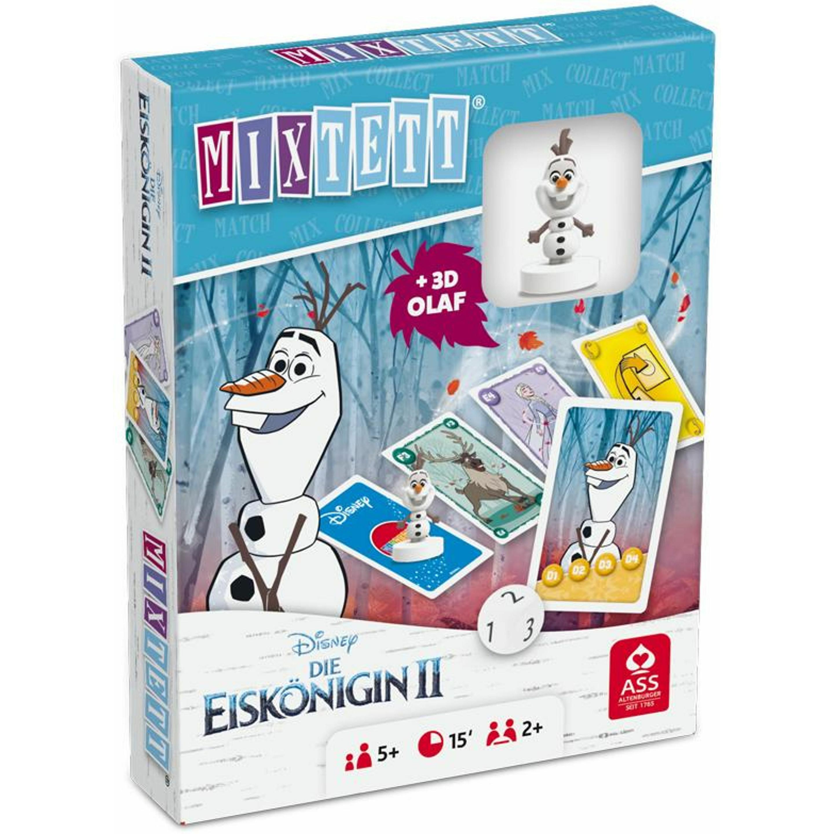 ASS Altenburg 22522243 - Mixtett - Disney The Ice Queen 2, gioco di carte (DE/FR(IT) + figura Olaf, da 5 anni. (Francese, Italiano)