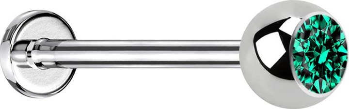 Produktbild Star Piercing Micro Labret silber mit Kugel und Kristall türkis (ohne Messing, Chirurgenstahl 316L)