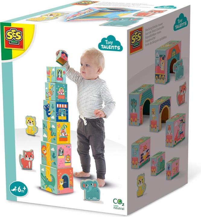 Produktbild Ses Tiny Talents Stacking Blocks Tower mit Tierfiguren