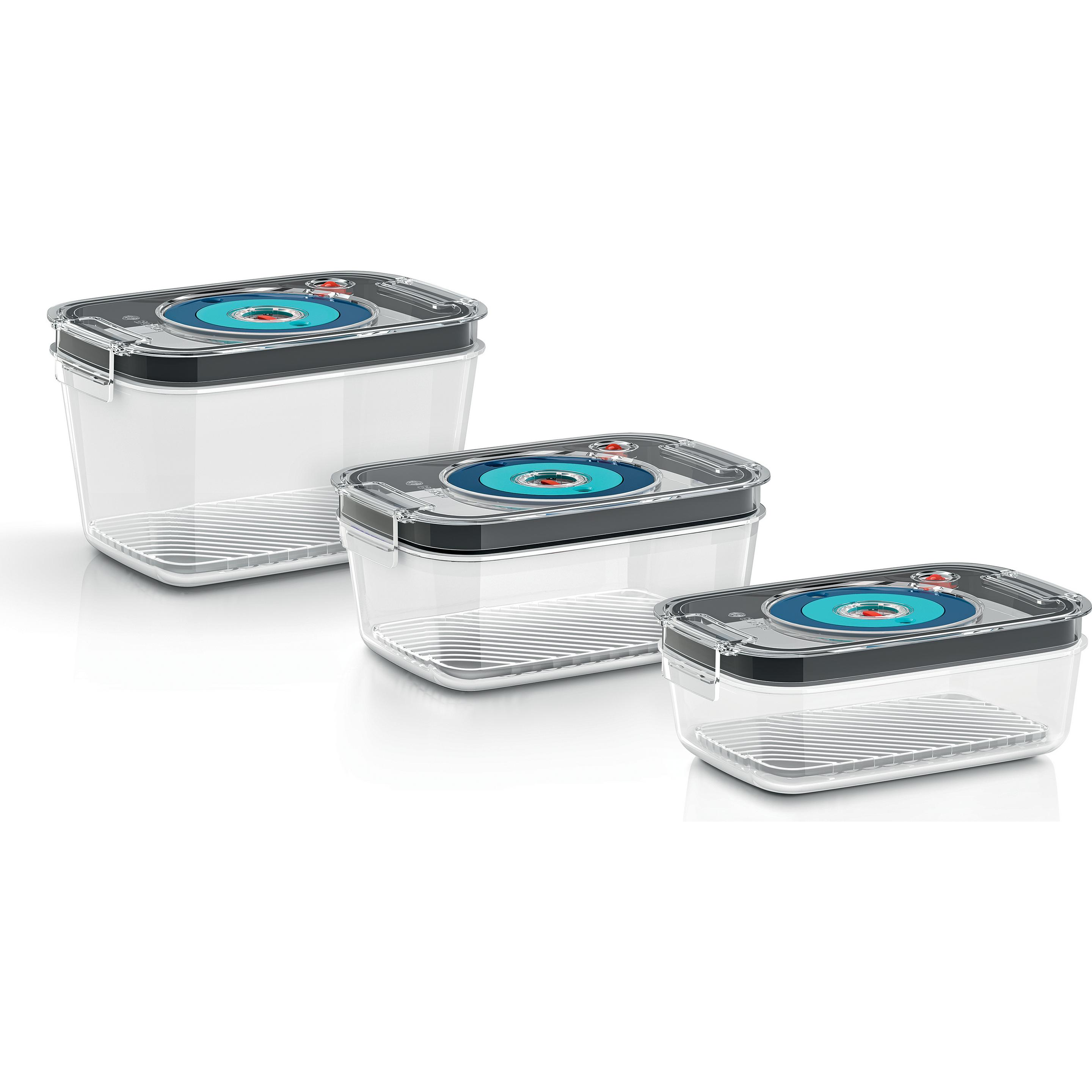 Bosch Hausgeräte MSZV0FC3 Lebensmittelaufbewahrungsbehälter Rechteckig Set, (e), Vorratsbehälter, Transparent, Grau