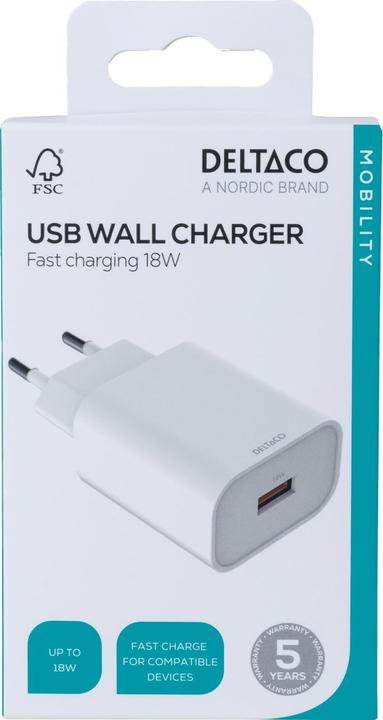 Actual product image Deltaco USB-AC182 mobile device charger White Indoor (18 W)