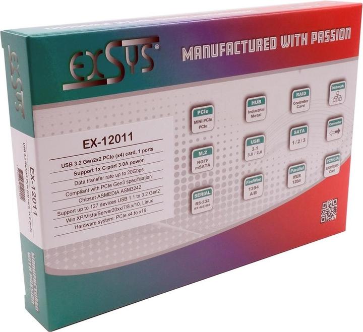 Produktbild Exsys GmbH USB 3.2 Gen2x2 PCIe (x4) Karte mit 1 Ports C-Anschluss