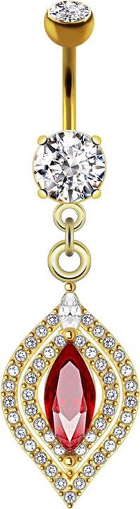 Image du produit Star Piercing Banane plaquée or avec pendentif lustre ovale (sans laiton, Acier chirurgical 316L)