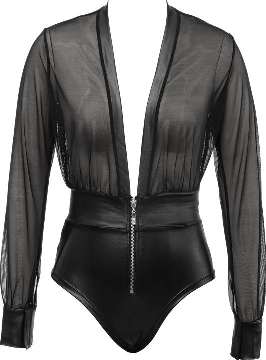 Actual product image Amorable by Rimba Sexy Wetlook-Body mit Reissverschluss – Schwarz, Silber (M, S)