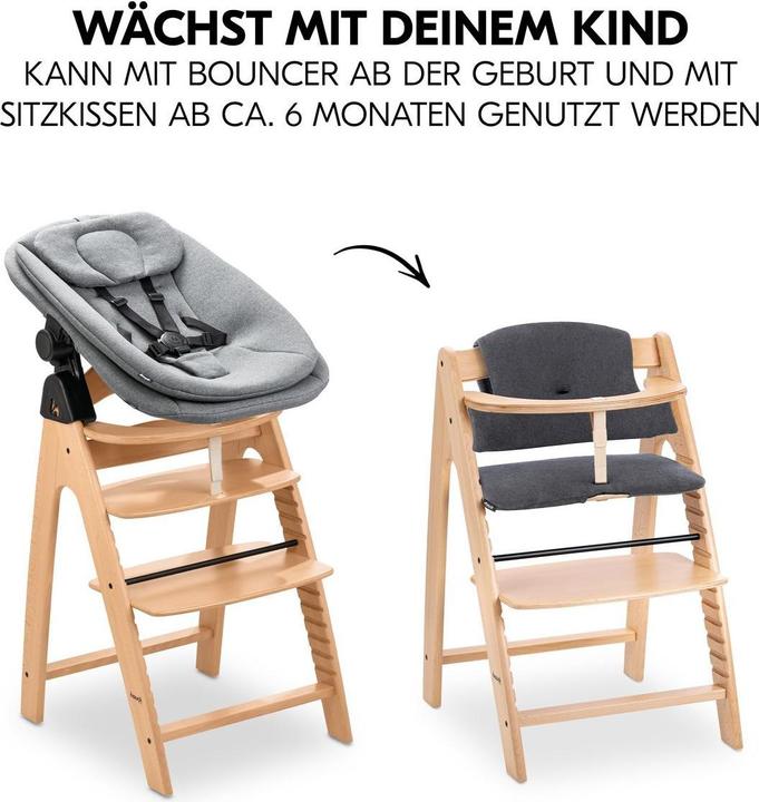 Immagine prodotto Hauck Hochstühle Arketa Beech 4-tlg. Newborn Set - Hochstuhl (Seggiolone per scale)