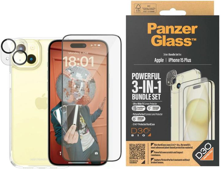 Actual product image PanzerGlass 3-in-1-Pack (1 Piece, Apple iPhone 15 Plus)