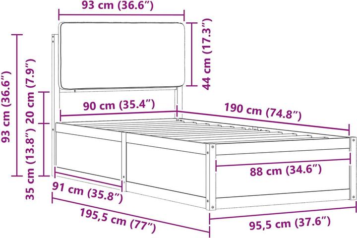 Image du produit vidaXL Moderner Bettrahmen (90 x 190 cm)