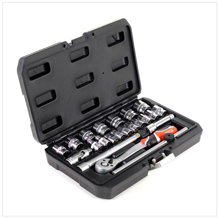 Actual product image Yato YT-38561 Toolbox socket set 22 pcs 3/8" with ratchet (3/8")