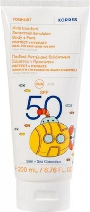Korres Yoghurt Kids Comfort Sunscreen Emulsion Body & Face SPF 50 200ml (Sonnencreme, SPF 50, 200 ml)