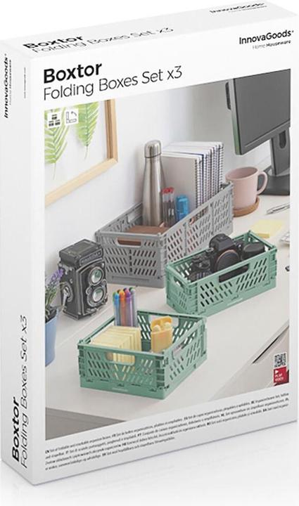 Image du produit InnovaGoods 3x boîtes de rangement empilables et pliables (20 x 15 x 9 cm, 30 x 20 x 12 cm)