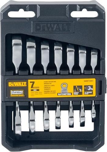 DeWalt 7 el. zestaw krótkich kluczy grzechotkowych (10 mm, 12 mm, 13 mm, 14 mm, 15 mm, 17 mm, 19 mm)