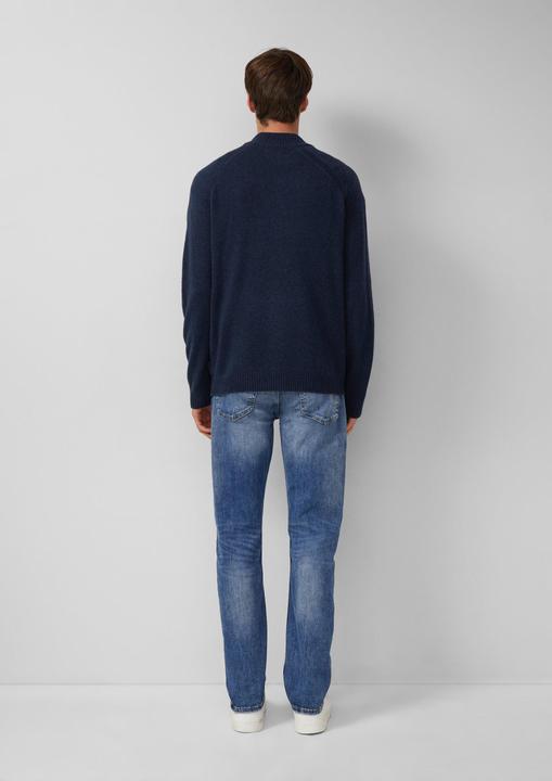 Produktbild s.Oliver Strickpullover Strickpullover aus reiner Wolle mit Troyer-Kragen (M)