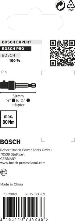 Image du produit Bosch Professional Zubehör Adaptateur PRO Socket à broche, 1/4", 50 mm