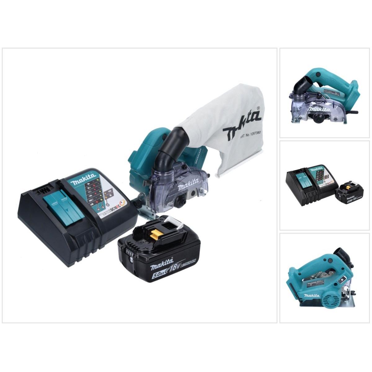 Makita, Schleifmaschine + Poliermaschine, DCC 500 RT1 Akku Diamantschneider 18 V 125 mm Brushless + 1x Akku 5,0 Ah + Lad...