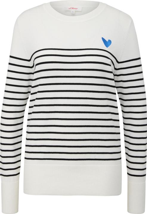 Produktbild s.Oliver Strickpullover Ringelpullover mit kleiner Stickerei (44)