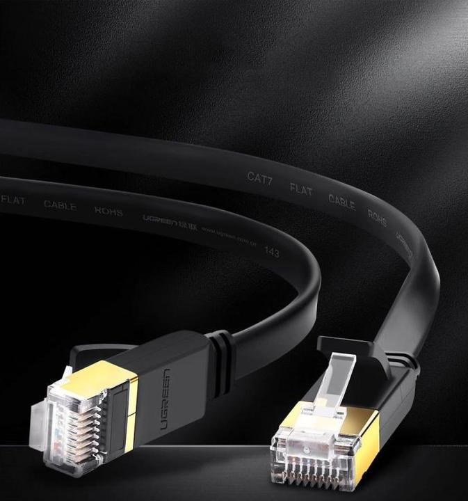 Image du produit Ugreen NW106 Ethernet RJ45 Plochý síťový kabel, Cat.7, STP, 3m (černý) (STP, CAT7, 3 m)
