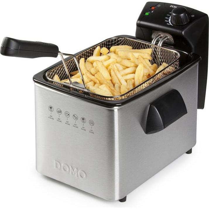 Domo DO465FR - Frituurpan - 4L - 3000W - Koude zone - RVS, Fritteuse, Silber