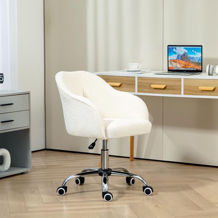 Produktbild Homcom Bürostuhl Polyester, Kunstleder Cremeweiss