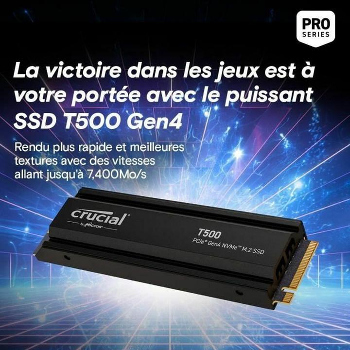 Actual product image Crucial T500 mit Kühlkörper (4000 GB, M.2 2280)