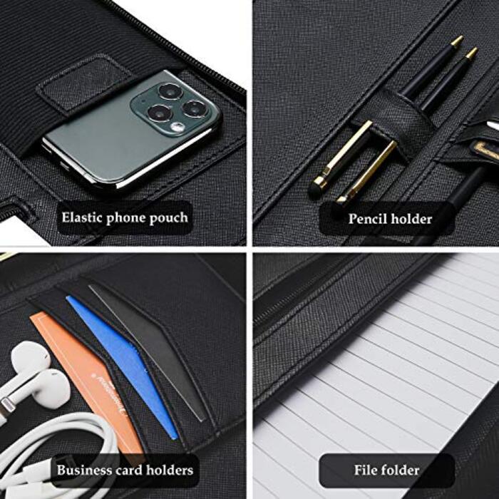 Produktbild Only-Bags.Store A4 Schreibmappe PU Kunstleder Konferenzmappe Portfolio mit Reissverschluss Klemmbrett Notizblock