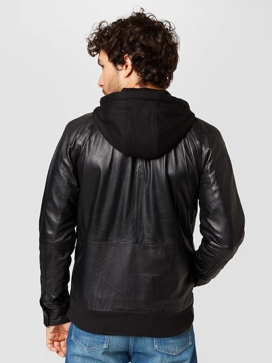 Actual product image Freaky Nation Sporty Hooded Leather Jacket (XXL)