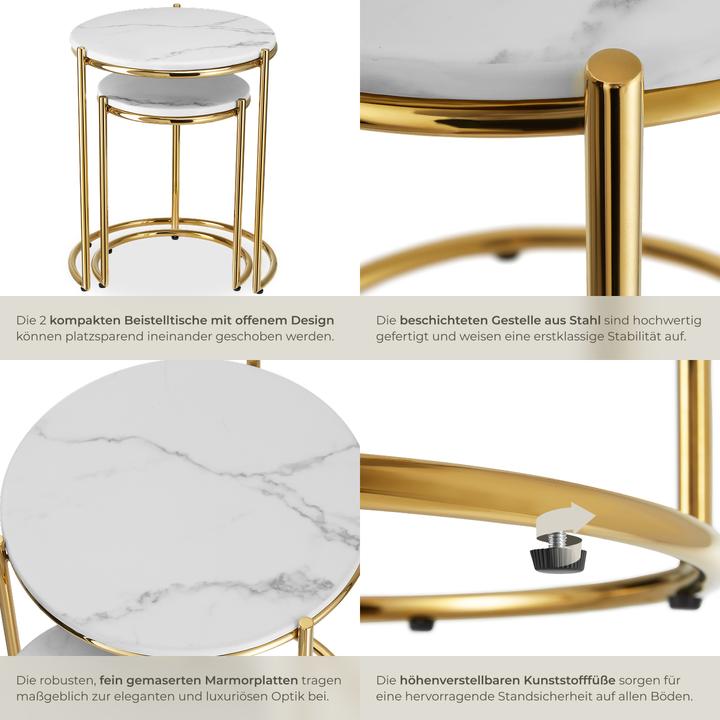 Actual product image tectake Side table Ellsa, marble top, steel frame