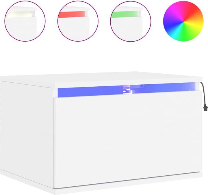 Produktbild VidaXL Wand-Nachttische mit LED-Leuchten 2 Stk. Weiss,Farbe (50 x 36 x 30 cm)