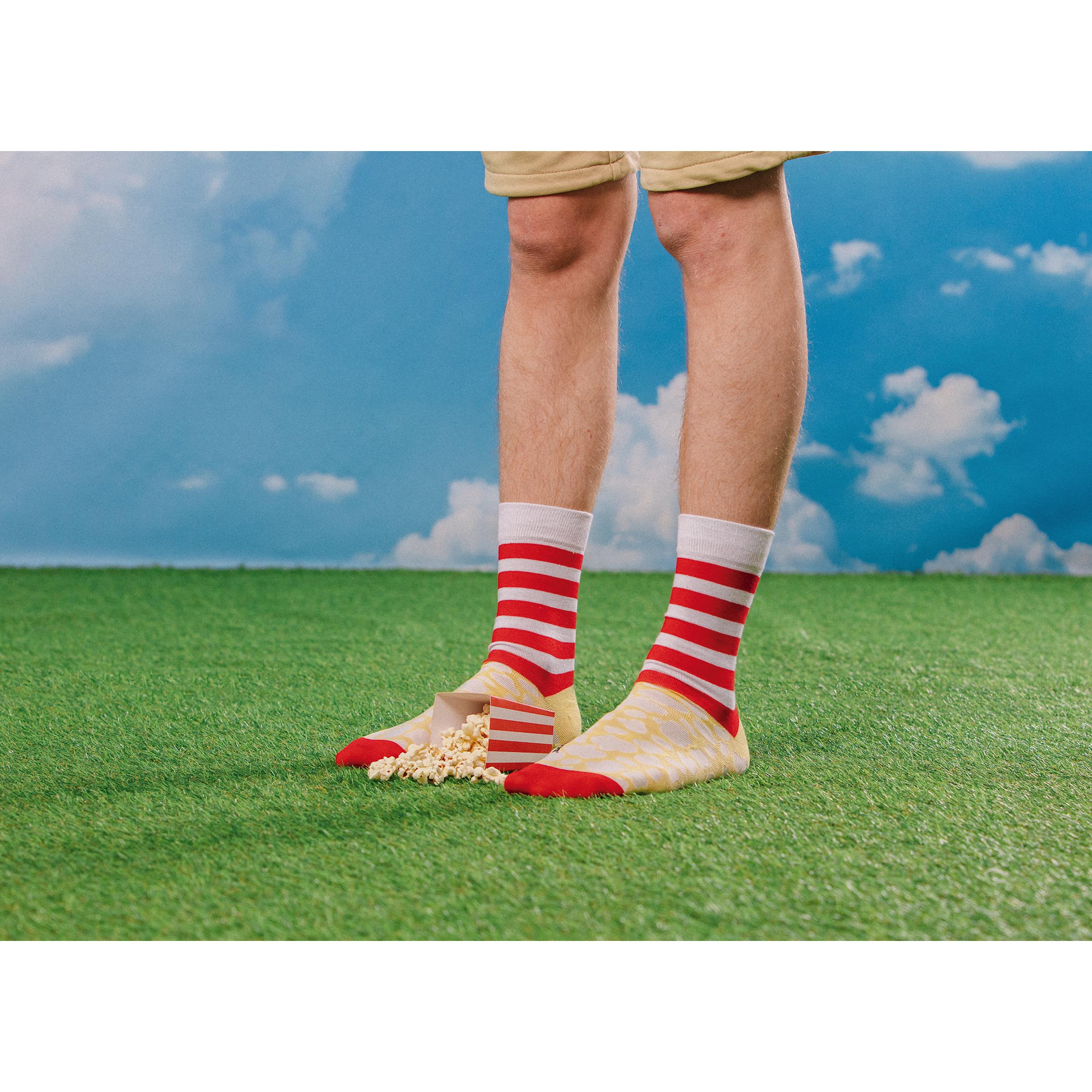 Thumbnail - Eat My Socks, Unisex, Socken, Pop Corn, Weiss, Rot, Gelb, (Einzelpack, One Size)