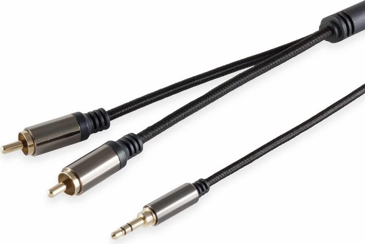 Produktbild Black Cotton Audio-Adapterkabel Klinke/Cinch, 3,5 mm, Stereo, 0,5 m, schwarz (0.50 m, 2.5mm, Cinch)