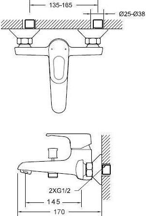 Actual product image Thema_lux BATH FAUCET SHORT SPOUT L-1104A WO ACC