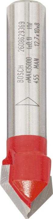 Immagine prodotto Bosch Professional Zubehör Fresa a V Expert per legno, 8 mm, D 12,7 mm, L 10 mm, G 44,5 mm, 90°.