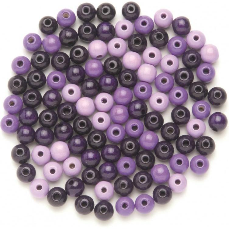 Glorex Holzperle 6mm 118St lila-mix