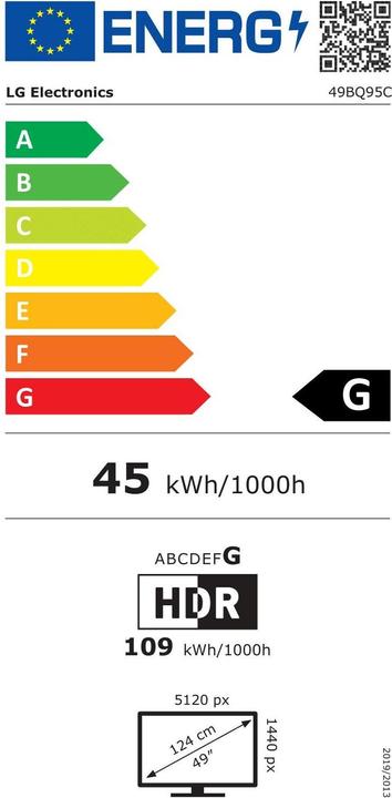 Energie-Label LG UltraWide 49BQ95C (5120 x 1440 Pixel, 49")