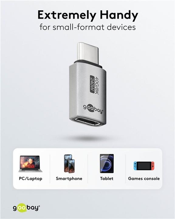 Actual product image Goobay USB-C adapter straight, USB4 (USB-C, USB-C)