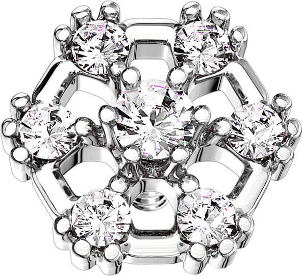 Produktbild Star Piercing Dermal Anchor silber Hexagon mit Kristall (Messing, Chirurgenstahl 316L)