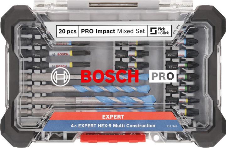 Produktbild Bosch Professional Zubehör PRO Impact Schrauberbits und Multi Construction Bohrer Mixed Set, 20-tlg.