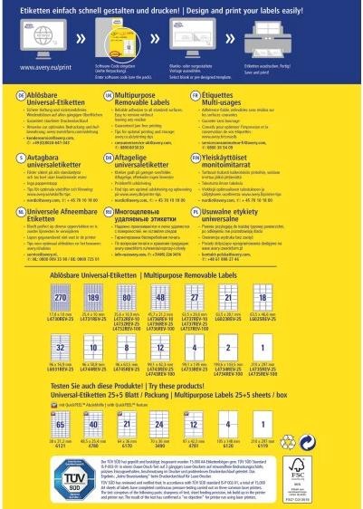 Actual product image Avery Universal labels