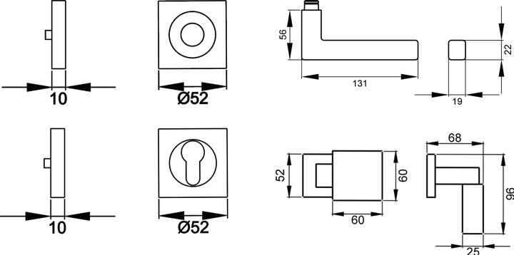 Produktbild Karcher ER/FS 46Q WGR 71 - Seattle, Wechselgarnitur R, FS Edelstahl matt (Türgarnitur)