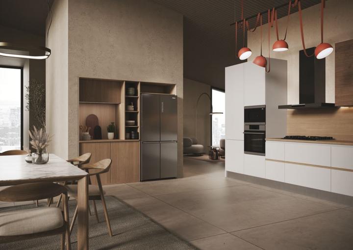 Actual product image Haier HCR3818ENMD Side-by-side fridge free-standing 467 l E Grey (467 l)