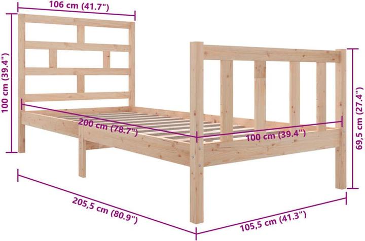 Produktbild vidaXL Bettrahmen (100 x 200 cm)