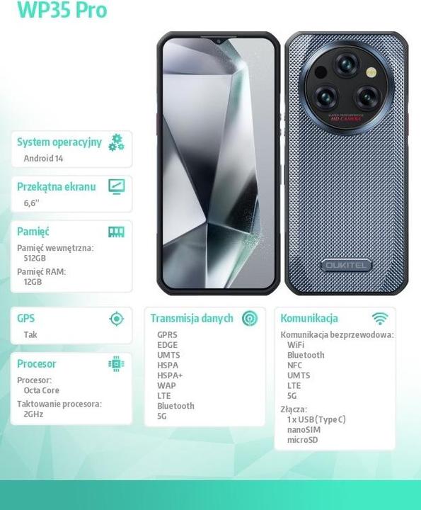 Actual product image Oukitel Smartphone WP35 Pro 12/512 11000mAh DS Golden (512 GB, Golden, 6.60", Dual SIM, 5G)