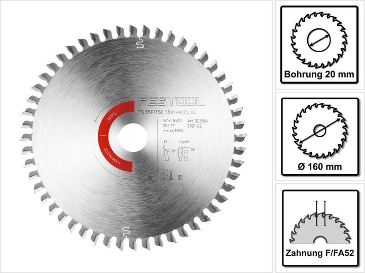 Produktbild Festool Kreissägeblatt HW 160x1,8x20 TF52